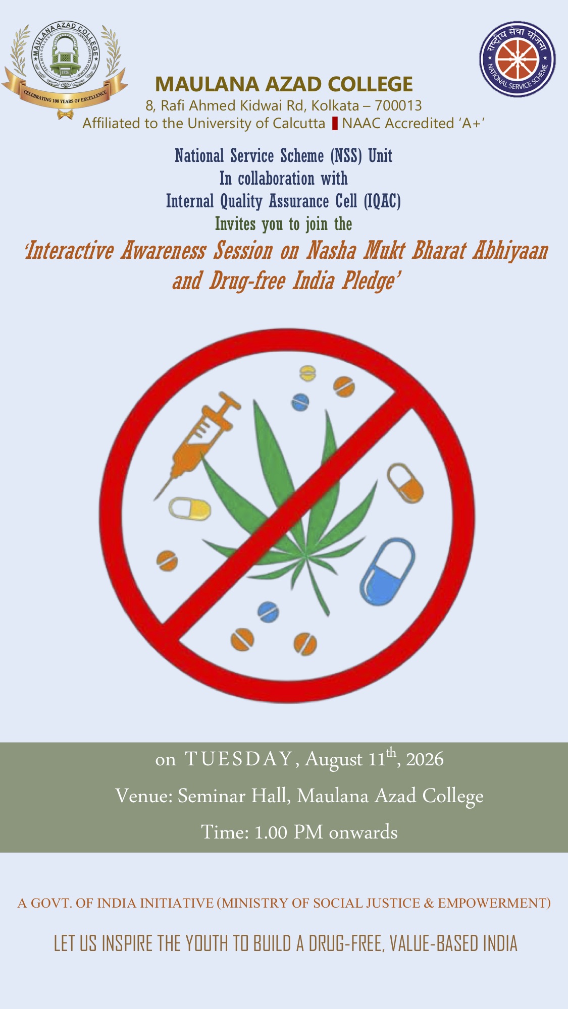 Interactive Awareness Session on Nasha Mukt Bharat Abhiyaan and Drug-free India Pledge